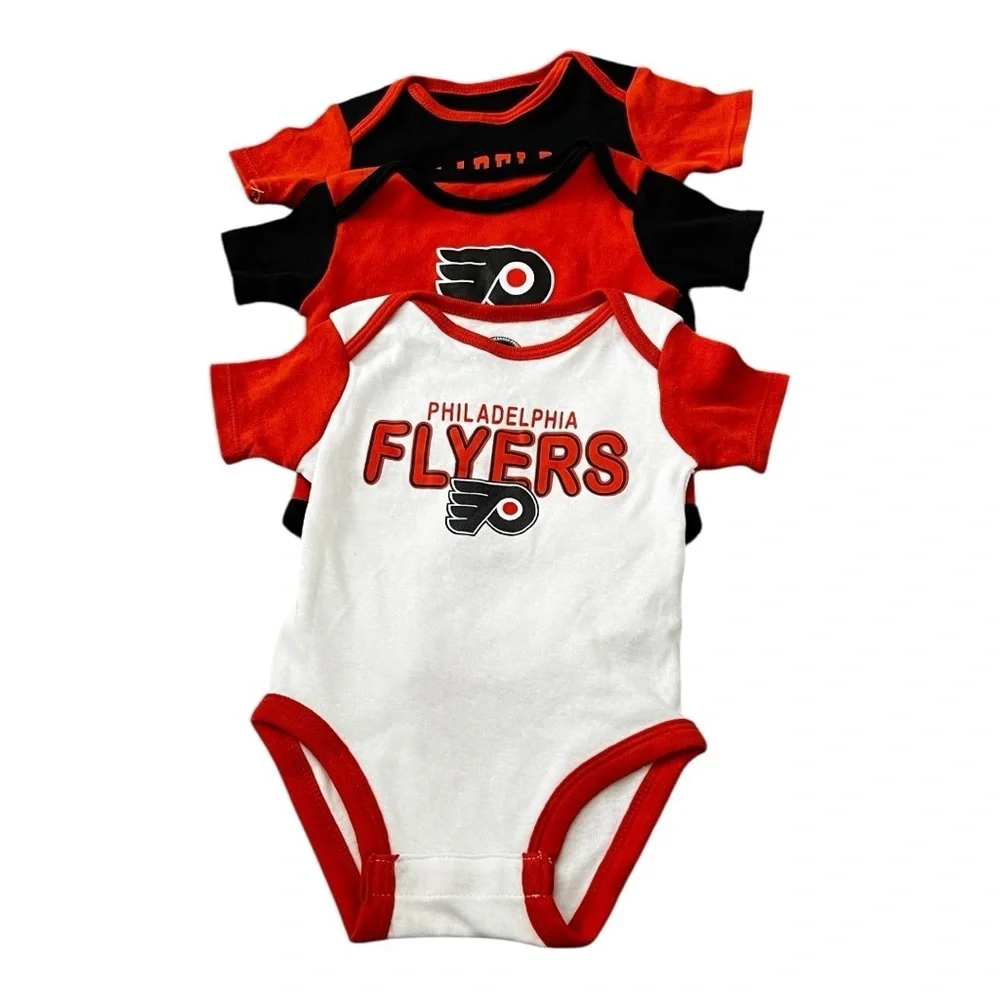 (Pack of 3) NWT Philadelphia Flyers 0-3 M NHL Onesies